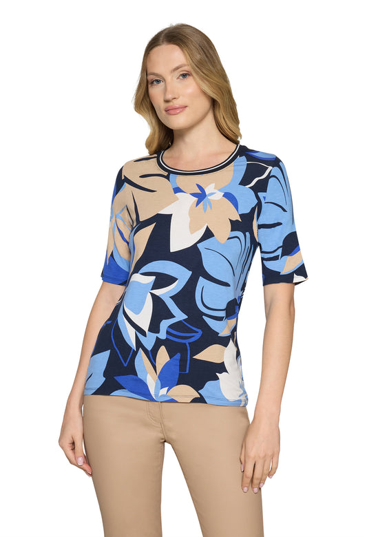 Leaf Print Short Sleeve Top