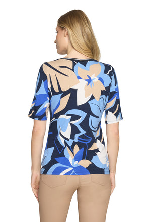 Leaf Print Short Sleeve Top