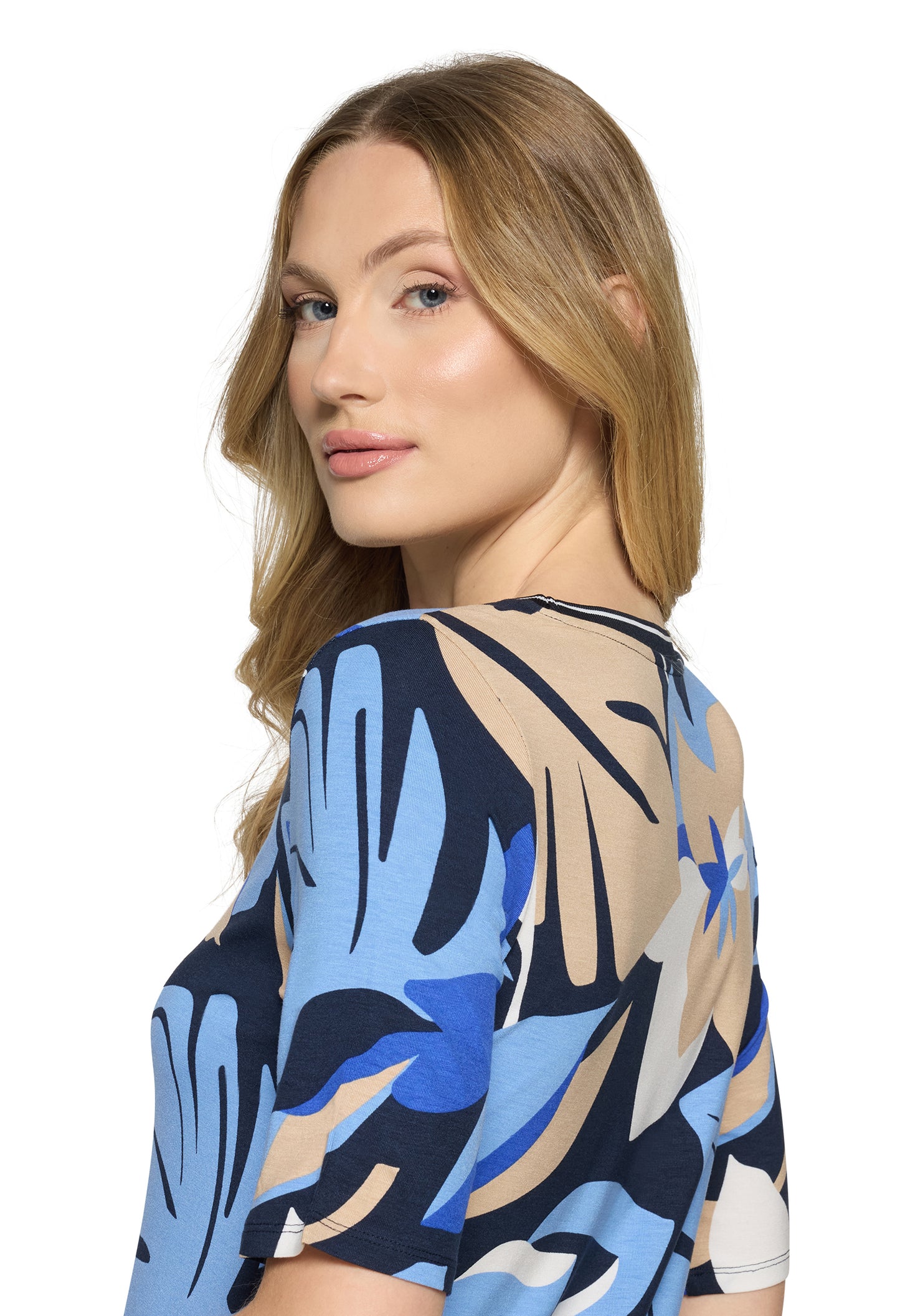 Leaf Print Short Sleeve Top