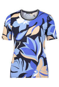 Leaf Print Short Sleeve Top