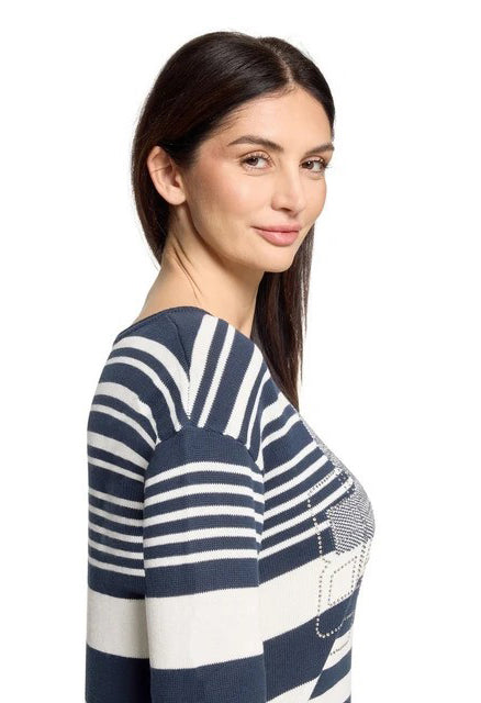 Striped Jumper With Embellished Lettering