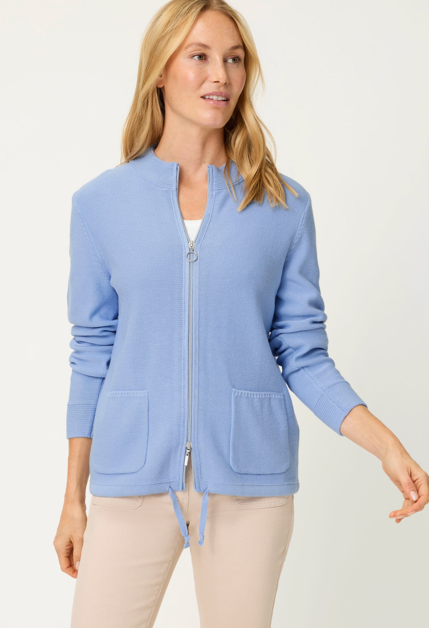 Zip-Up Knit Cardigan