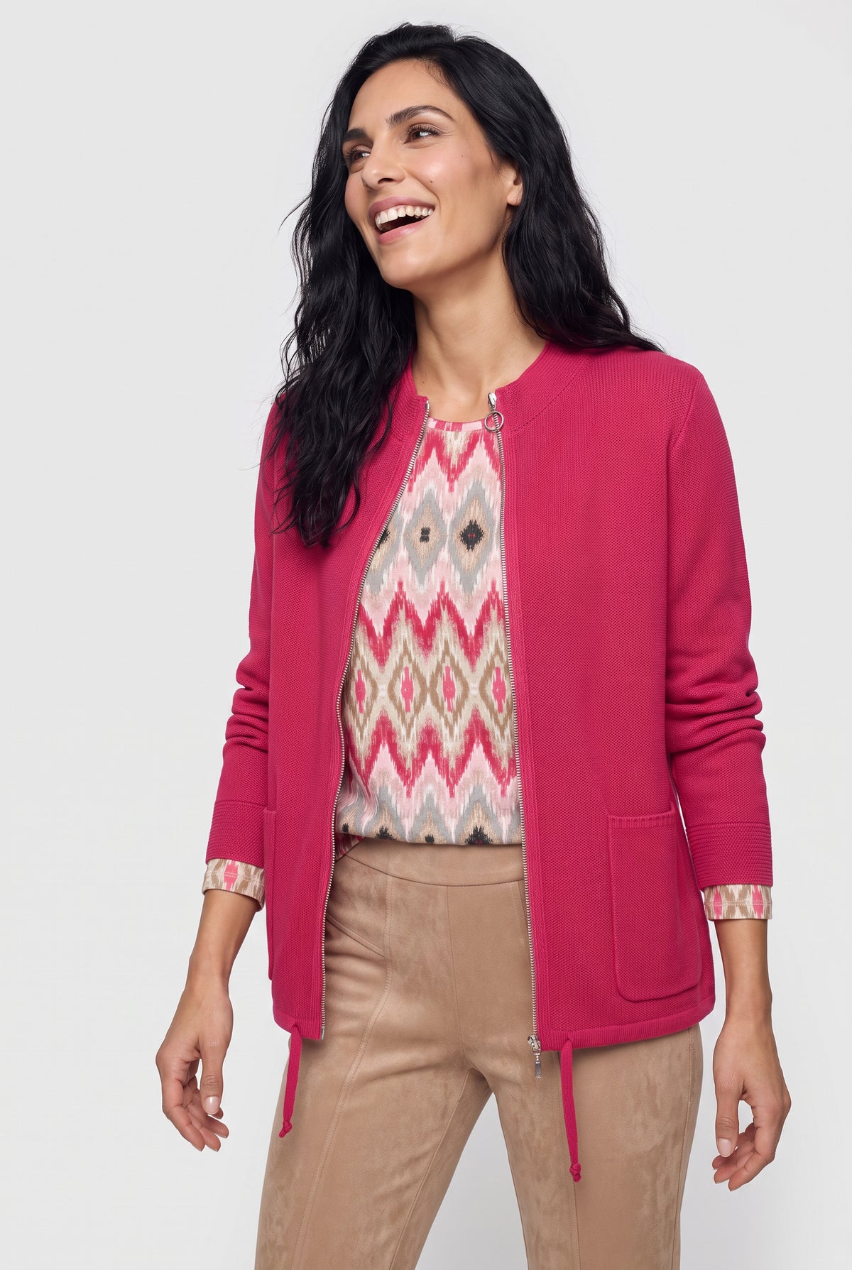 Zip-Up Knit Cardigan, view 5 – Pamela Scott