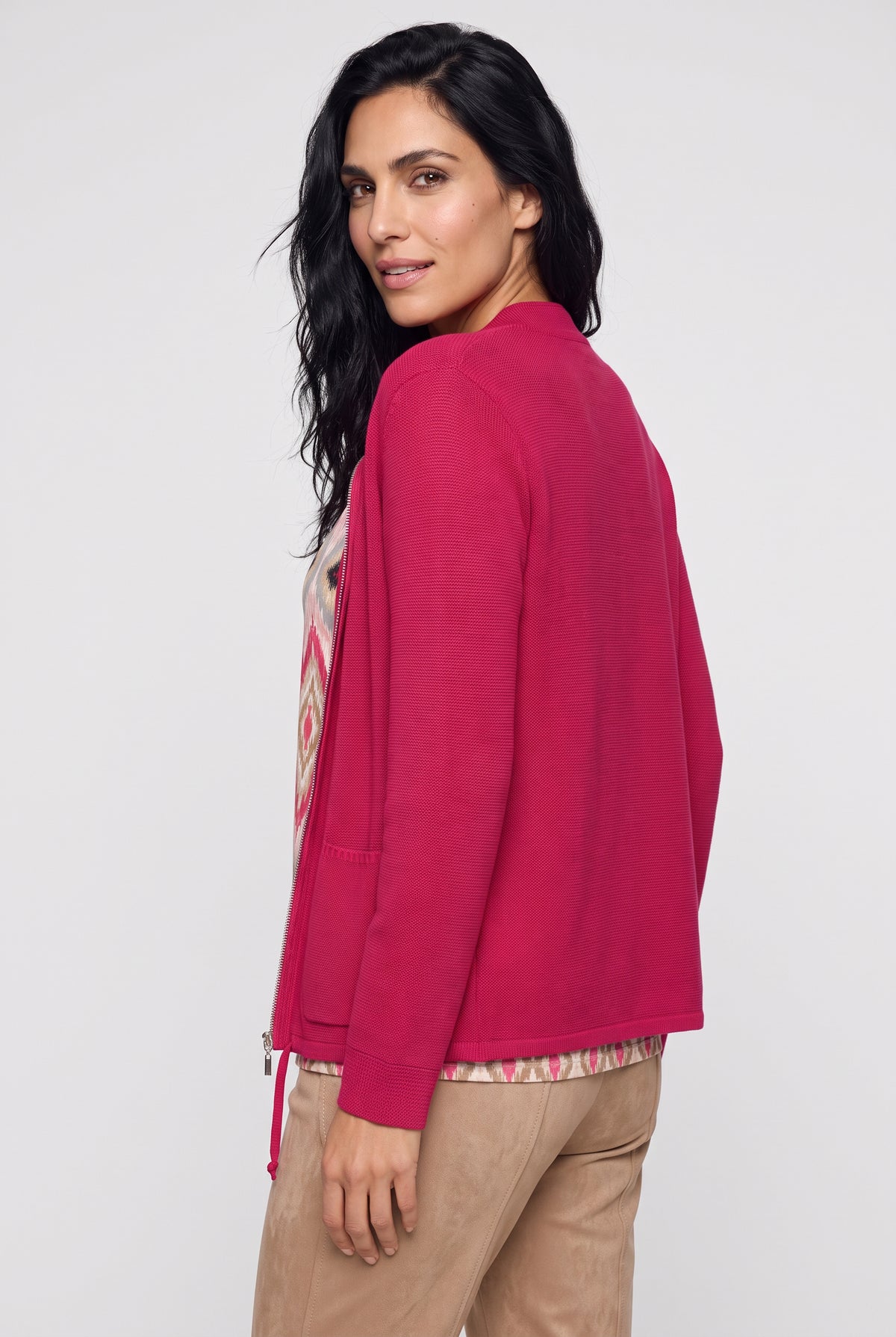 Zip-Up Knit Cardigan, view 7 – Pamela Scott