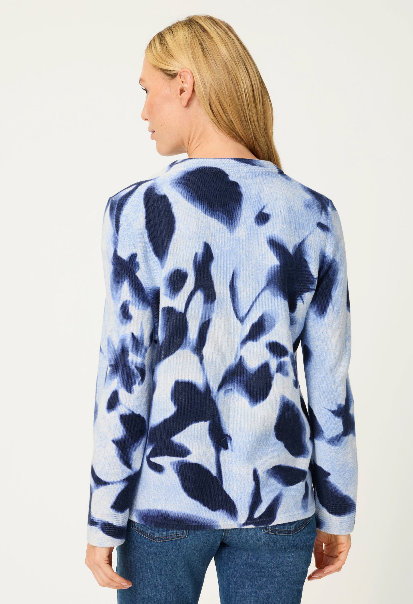 Floral Zip-Up Knit Cardigan