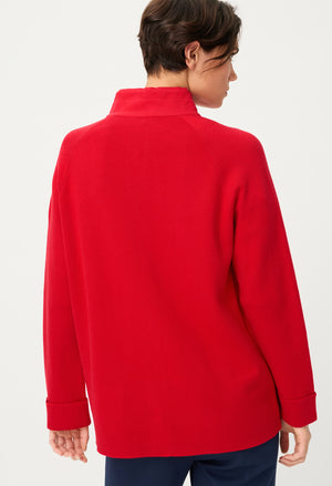 Stand-Up Collar Knit Cardigan