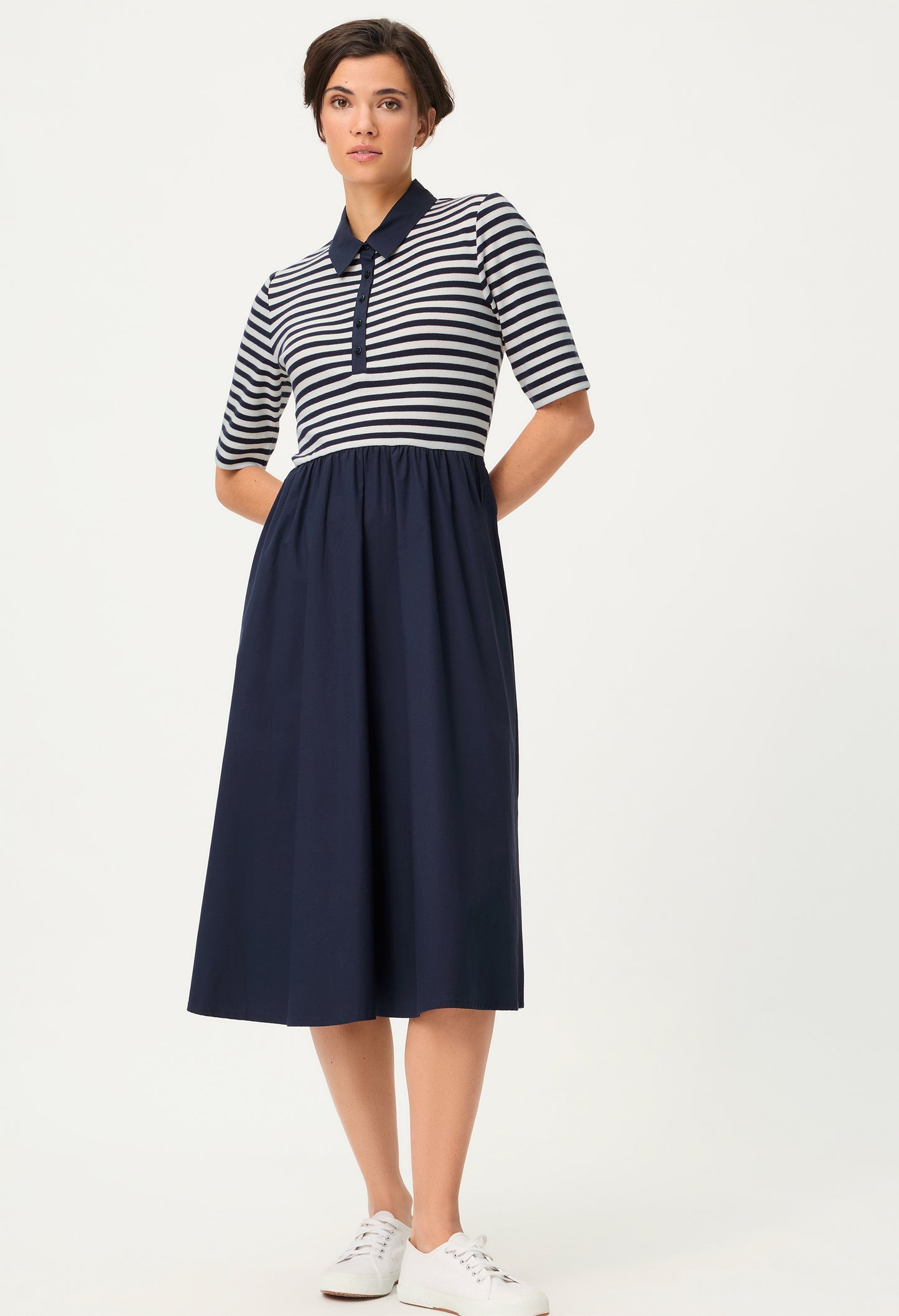 Striped Shirt Midi Dress