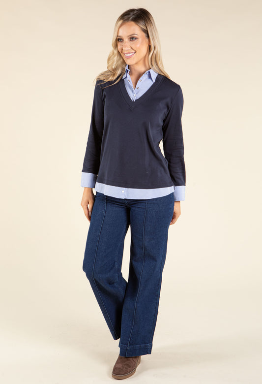 2 in 1 Pinstripe Shirt Top