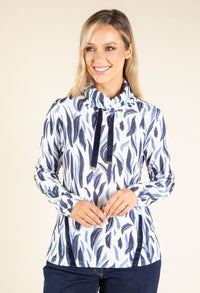 Lux Touch Leaf Print Knit Top