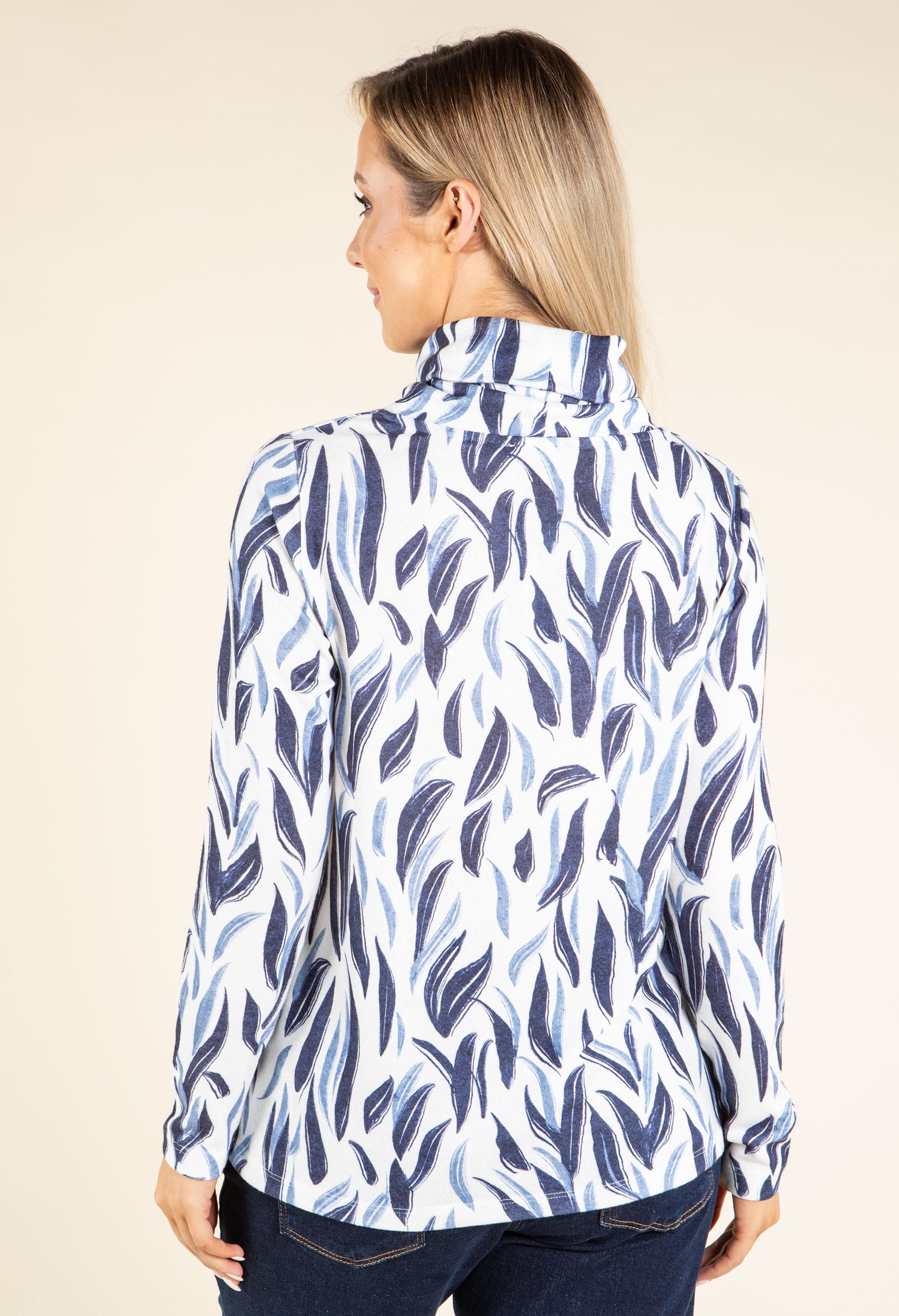 Lux Touch Leaf Print Knit Top