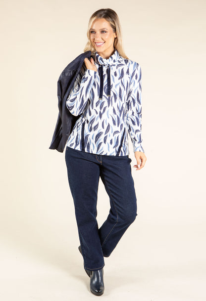 Lux Touch Leaf Print Knit Top