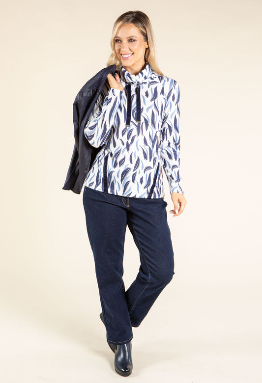 Lux Touch Leaf Print Knit Top