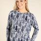Cat Print Knit Top