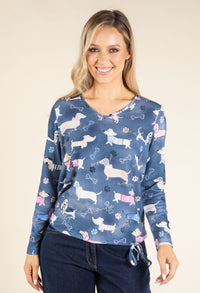 Dachshund Print Knit Top