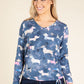 Dachshund Print Knit Top