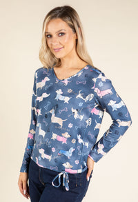 Dachshund Print Knit Top