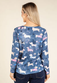 Dachshund Print Knit Top