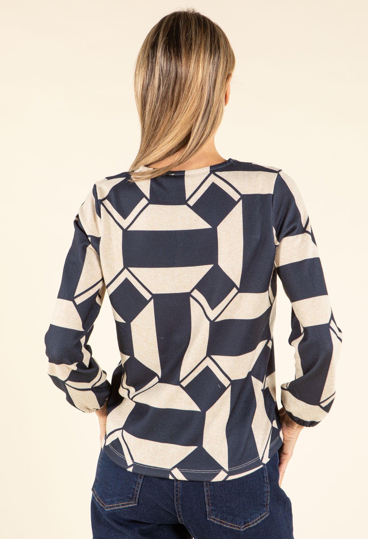 Geometric Half Zip Knit Top