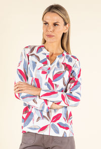 Front Pocket Leaf Print Top