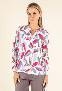 Front Pocket Leaf Print Top