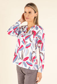 Front Pocket Leaf Print Top