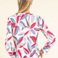 Front Pocket Leaf Print Top