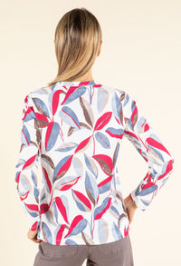 Front Pocket Leaf Print Top