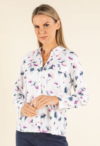 Front Pocket Floral Blouse