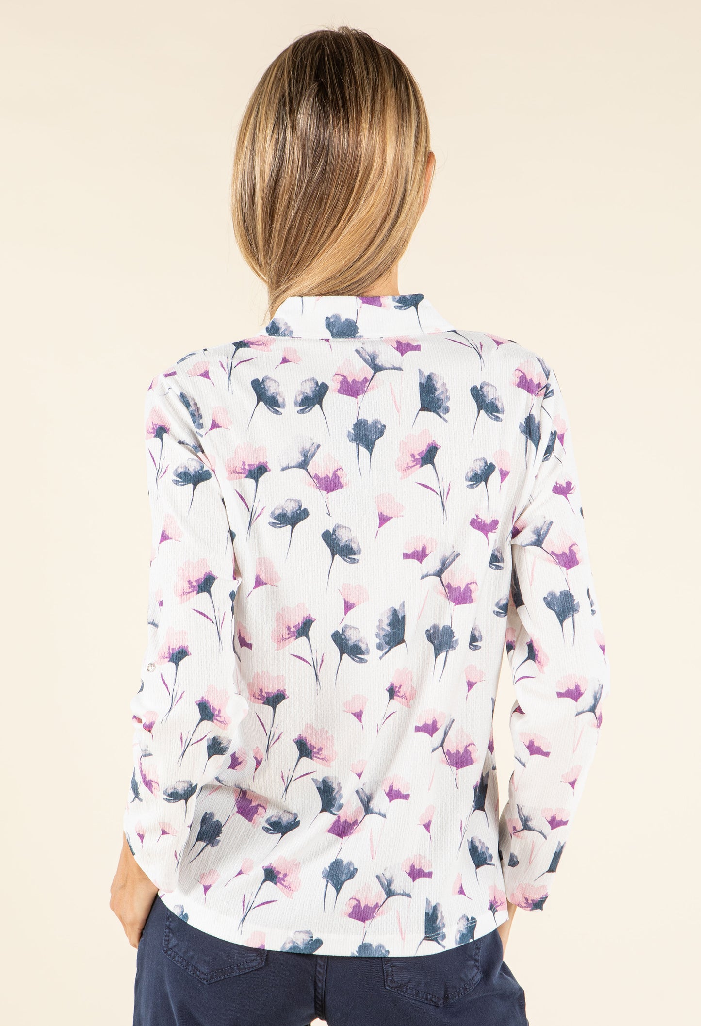 Front Pocket Floral Blouse