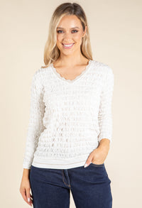 Waffle Textured V-Neck Top