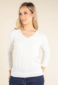Waffle Textured V-Neck Top