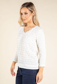 Waffle Textured V-Neck Top