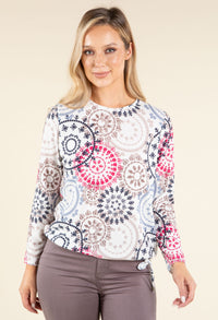 Mosaic Print Knit Top