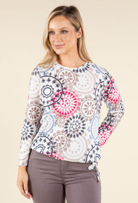 Mosaic Print Knit Top