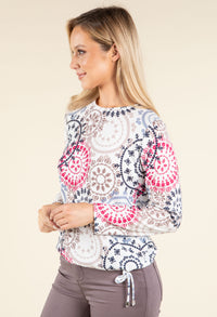 Mosaic Print Knit Top