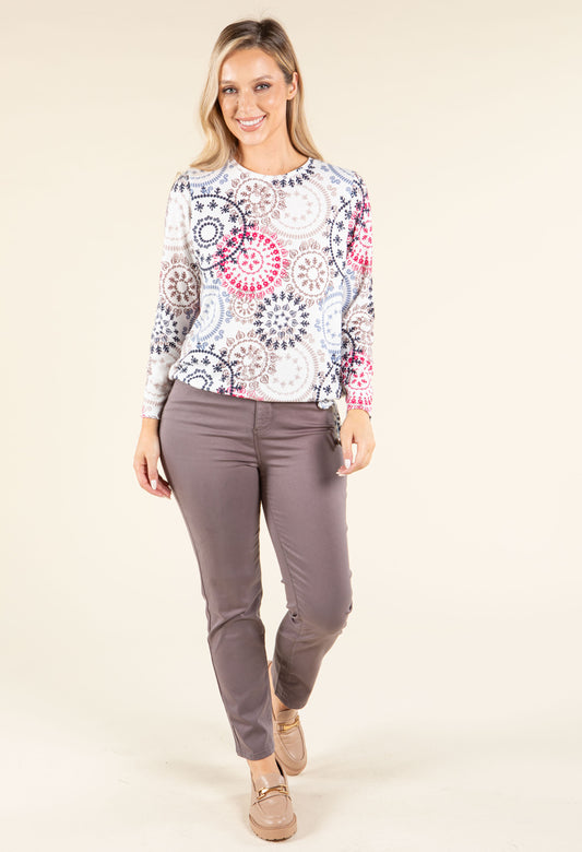 Mosaic Print Knit Top