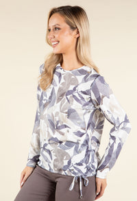 Leaf Print Diamante Knit Top