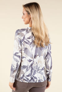 Leaf Print Diamante Knit Top