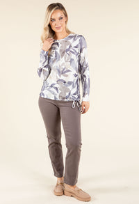 Leaf Print Diamante Knit Top