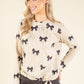 Bow Print Knit Top