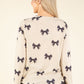 Bow Print Knit Top