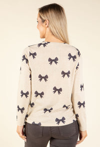 Bow Print Knit Top