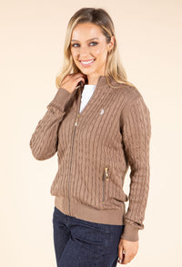 Cable Knit Zip-Up Cardigan