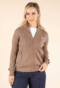 Cable Knit Zip-Up Cardigan
