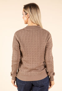 Cable Knit Zip-Up Cardigan