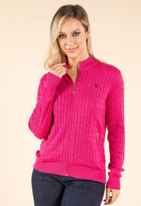 Cable Knit Zip-Up Cardigan