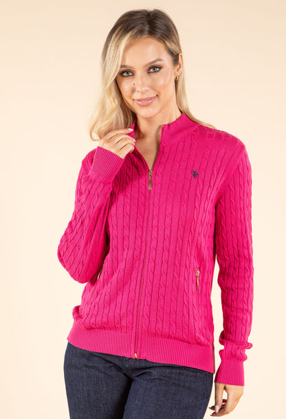 Cable Knit Zip-Up Cardigan