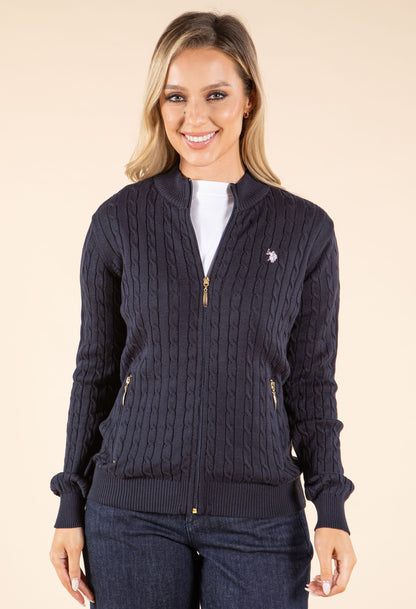 Cable Knit Zip-Up Cardigan