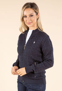 Cable Knit Zip-Up Cardigan