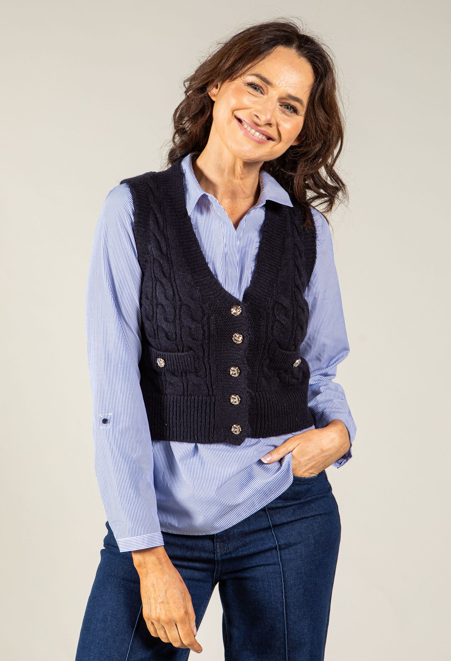 Adare Cable Knit Waistcoat